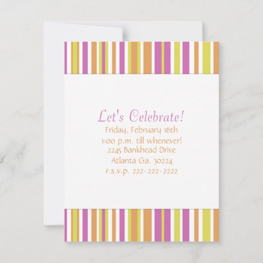 Fruity Stripes Birthday Party Invitation Kaart (Achterkant)