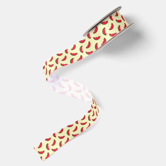 Fruity Summer Fun Red Watermelon Pattern Satijnen Lint (Achterkant)