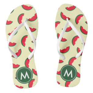 Fruity Summer Red Watermelon Monogram Teenslippers