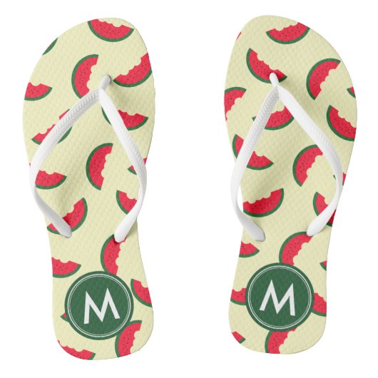 Fruity Summer Red Watermelon Monogram Teenslippers (Voetbed)