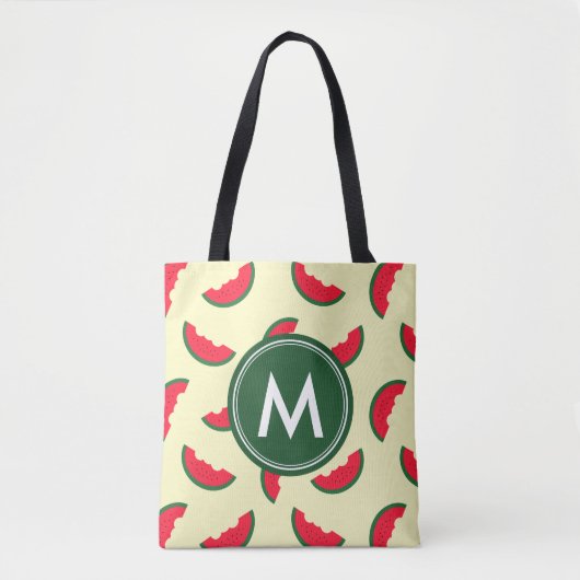 Fruity Summer Red Watermelon Pattern Monogram Tote Bag (Voorkant)