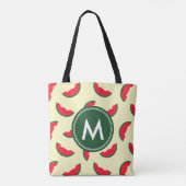 Fruity Summer Red Watermelon Pattern Monogram Tote Bag (Achterkant)