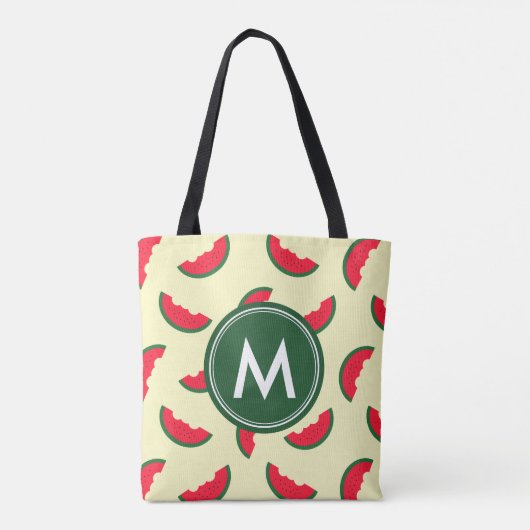 Fruity Summer Red Watermelon Pattern Monogram Tote Bag (Achterkant)