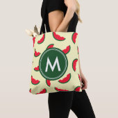 Fruity Summer Red Watermelon Pattern Monogram Tote Bag (Dichtbij)