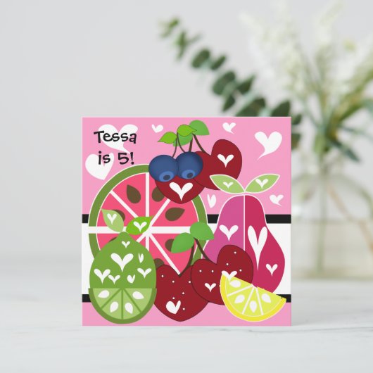 Fruity Sweet Birthday Uitnodiging (Staand voorkant)