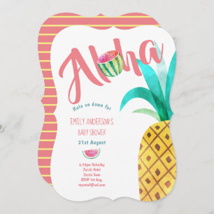 Fruity Tropical Baby shower NODIG Pineapple ALOHA Kaart