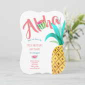 Fruity Tropical Baby shower NODIG Pineapple ALOHA Kaart (Staand voorkant)