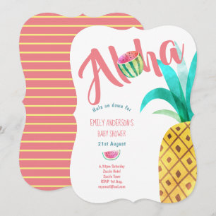 Fruity Tropical Baby shower NODIG Pineapple ALOHA Kaart