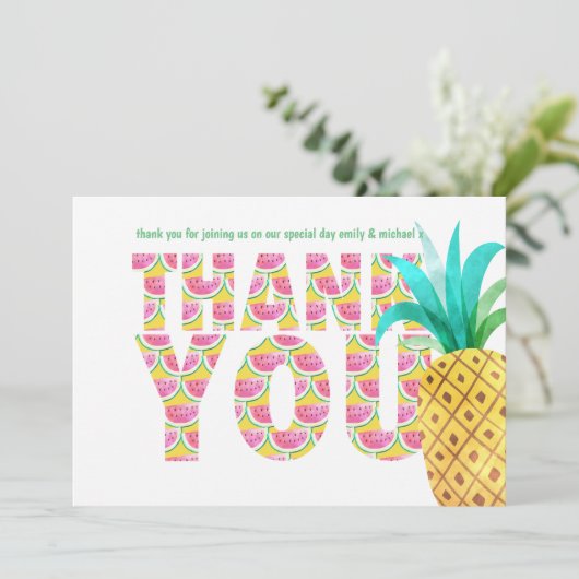 Fruity Tropical BEDANK JOU Watermelonanas Bedankkaart (Staand voorkant)