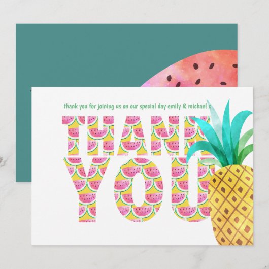 Fruity Tropical BEDANK JOU Watermelonanas Bedankkaart (Voorkant / Achterkant)