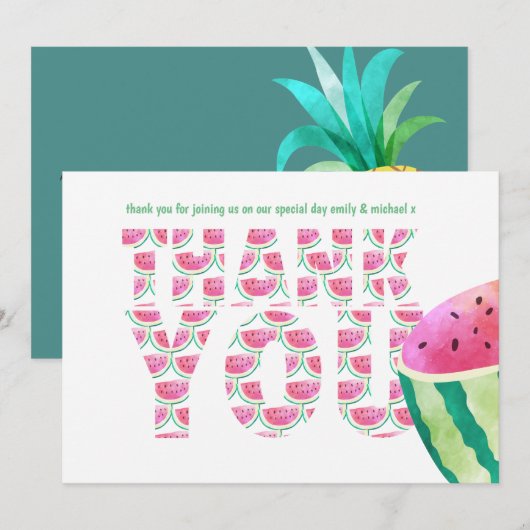 Fruity Tropical BEDANK JOU Watermelonanas Bedankkaart (Voorkant / Achterkant)