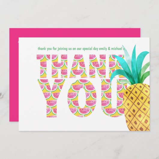 Fruity Tropical BEDANK JOU Watermelonanas Bedankkaart (Voorkant / Achterkant)