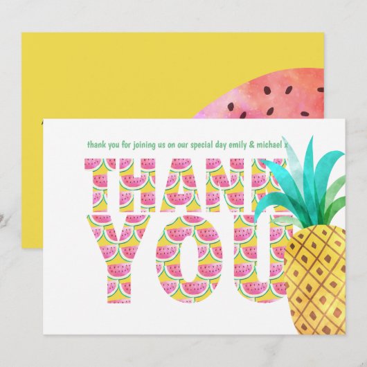 Fruity Tropical BEDANK JOU Watermelonanas Bedankkaart (Voorkant / Achterkant)