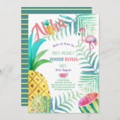 Fruity Tropical GENDER REVEAL nodigt Flamingo uit Kaart (Voorkant / Achterkant)