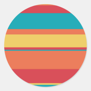 Fruity Tropical Tonal Stripes Ronde Sticker