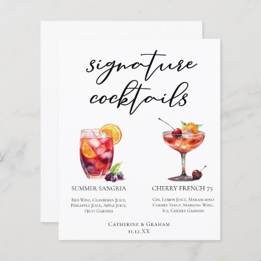 Fruity Wedding Signature Cocktails Menu (Voorkant / Achterkant)