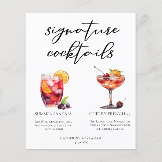 Fruity Wedding Signature Cocktails Menu (Voorkant)