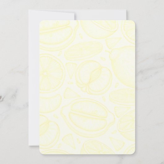 Fruity yellow citrus formal wedding invitation kaart (Achterkant)