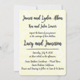 Fruity yellow citrus formal wedding invitation kaart