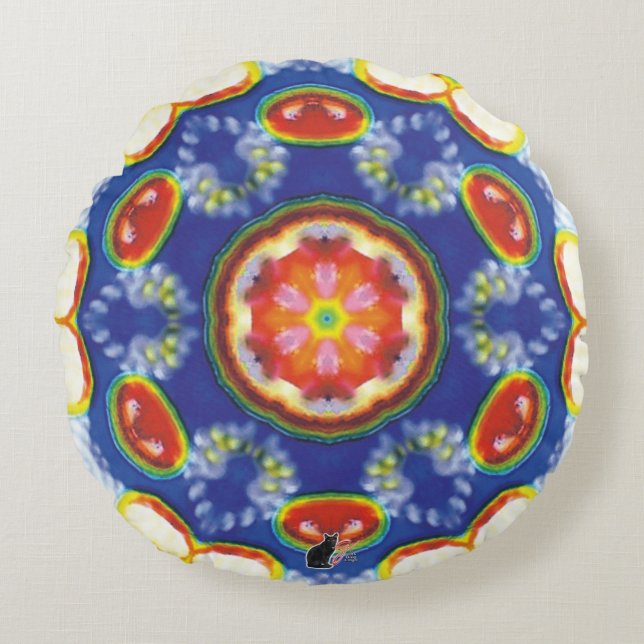 FruityTooty Kaleidoscope Rond Kussen (Voorkant)