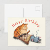 FRunny Cat and Mouse Spelen Schaken Verjaardag Kaa Briefkaart (Voorkant / Achterkant)
