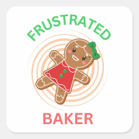 FRUSTRATED BAKER GINGERBREAD COOKIE VIERKANTE STICKER (Voorkant)