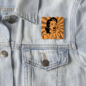 Frustrated Woman Scream Funny Button Badge Pin (In situ)