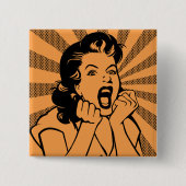 Frustrated Woman Scream Funny Button Badge Pin (Voorkant)