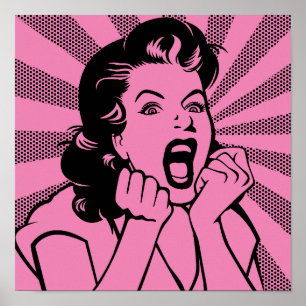 Frustrated Woman Scream Funny Poster Sign