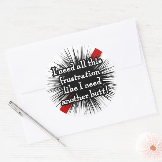 Frustratie Ronde Witte Sticker (Envelop)