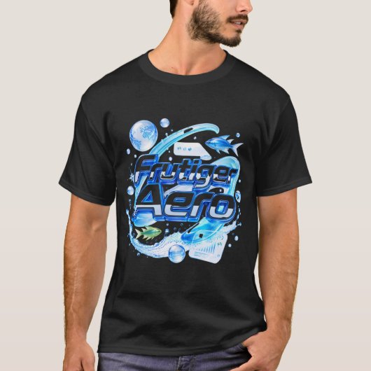 Frutiger Aero Blue Tech Y2K Design T-shirt (Voorkant)