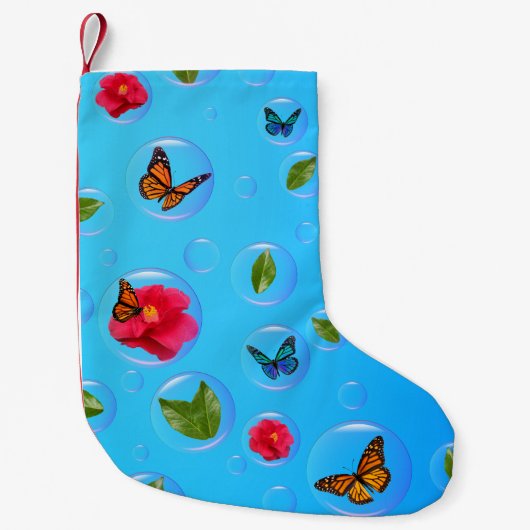 Frutiger Aero Butterfly Bubbles Christmas Stocking Kleine Kerstsok (Voorkant)