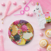 Frutti tutti snoep fruit en spattenpatroon  papieren bordje (Feest)