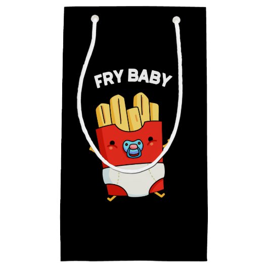 Fry Baby Funny French Fries Pun Dark BG Klein Cadeauzakje (Voorkant)