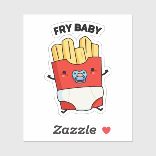Fry Baby Funny French Fries Pun Sticker (Vel)