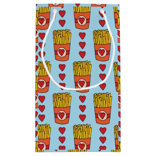 Fry Day I'm in Love | Punny Cartoon French Fries Klein Cadeauzakje (Achterkant)