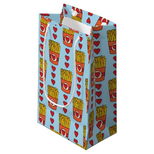 Fry Day I'm in Love | Punny Cartoon French Fries Klein Cadeauzakje (Voorkant Gekanteld)