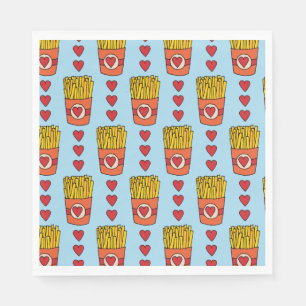 Fry Day I'm in Love   Punny Cartoon French Fries S Servet