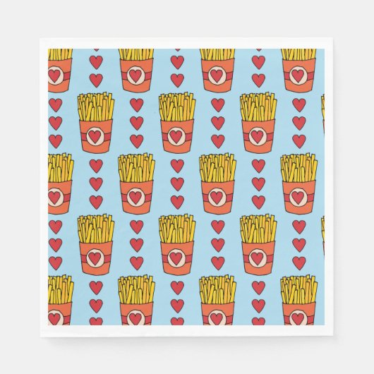 Fry Day I'm in Love | Punny Cartoon French Fries S Servet (Voorkant)