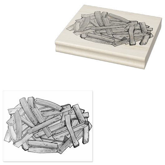 Fry Steak Fries Fried Potato Chips Chef Rubberstempel (Gestempeld)