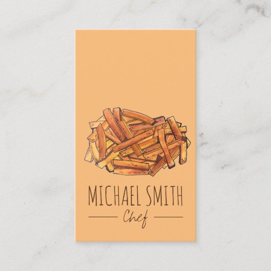 Fry Steak Fries Fried Potato Chips Chef Visitekaartje (Voorkant)