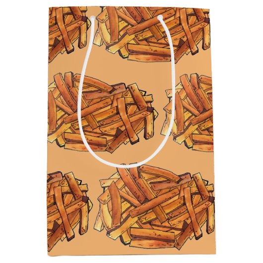 Fry Steak Fries Fried Potato Chips Foodie Medium Cadeauzakje (Voorkant)