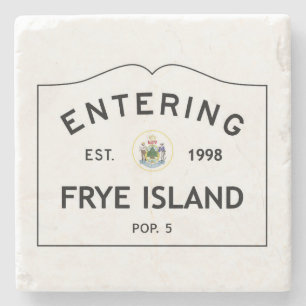 Frye Island Sign, Frye Island Maine, Population 5 Stenen Onderzetter