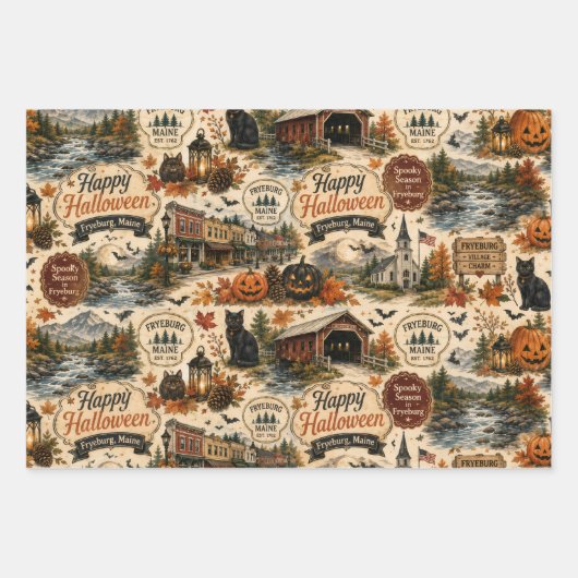 Fryeburg Maine Halloween Inpakpapier Vel (Voorkant)