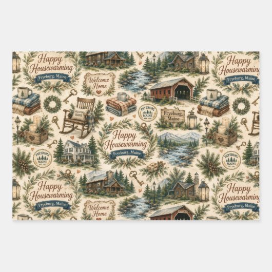 Fryeburg Maine Huis Verwarming Inpakpapier Vel (Voorkant)