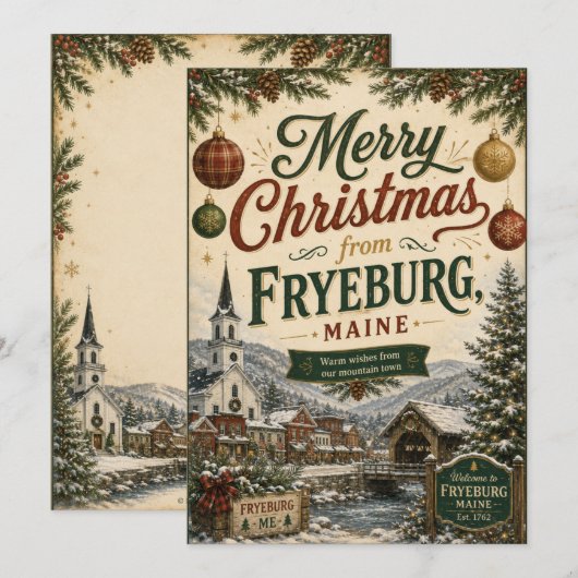 Fryeburg Maine Kerstkaart (Voorkant / Achterkant)