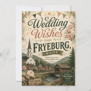 Fryeburg Maine Trouwwensen Trouwkaart Feestdagenkaart