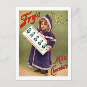 Fry's vijfboys-melkchocolade-vintage-affiche briefkaart