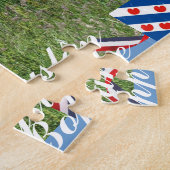 Fryslân Boppe Frisian Holstein Koeien in Meadow Legpuzzel (Zijkant)