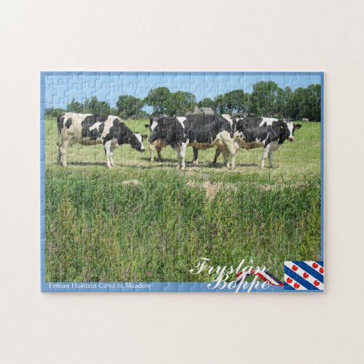 Fryslân Boppe Frisian Holstein Koeien in Meadow Legpuzzel (Horizontaal)